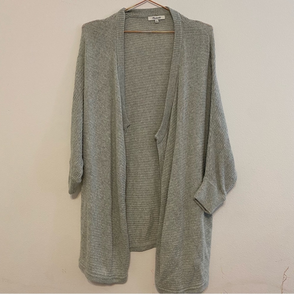 Madewell Gray Knit Open Front Dolman Sleeve Cardigan Sweater Small